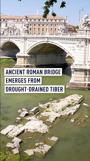 Ancient Roman bridge revealed by drought-drained Tiber