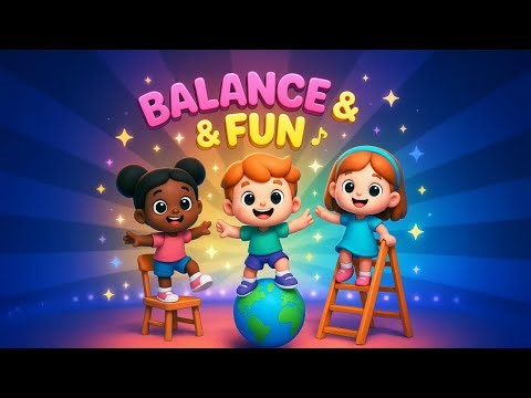 🎪✨ Balancing Fun Song 🎶 | Nursery Rhyme for Kids | Equilibrists with Ladders, Chairs & Globes