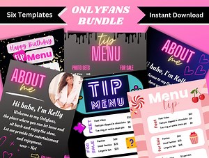 Onlyfan Tip Menu, Onlyfan, Onlyfan Price List, Onlyfan Menu, Tip Menu, Onlyfan Template, Six Editable Canva Templates, Onlyfan Graphics, Of - Etsy