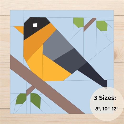 Bird Quilt Block Pattern – Easy FPP Sewing Template in 8, 10, 12, Inch Sizes - Etsy UK