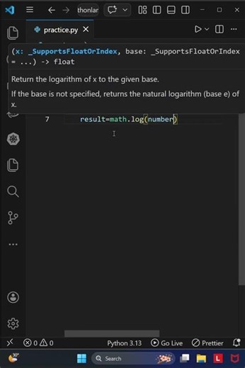 32 Python Program to calculate the natural logarithm of a number #logarithm #coding #python