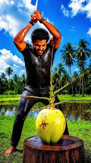 🥥🔪 Coconut VS Giant Knife 😱 Most Satisfying Coconut Cutting ASMR Ever! #shorts