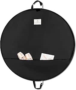 Professional Dance Pancake Tutu Bag - 3-inch Gusset, 2 deep pockets for Tutu Skirts, Travel Storage Costumes, Ballerinas, and Competitive Dancers (Raven, 40-inch)