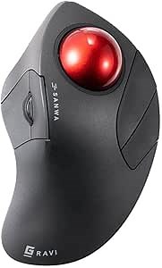 SANWA Bluetooth 5.1 + 2.4 G Wireless Ergonomic Trackball Mouse, Finger Control Roller Ball Mouse, 3 Device Switch, Silent Programmable Buttons, 1000/1600/2400 DPl, Compatible with PC, Windows, MacOS