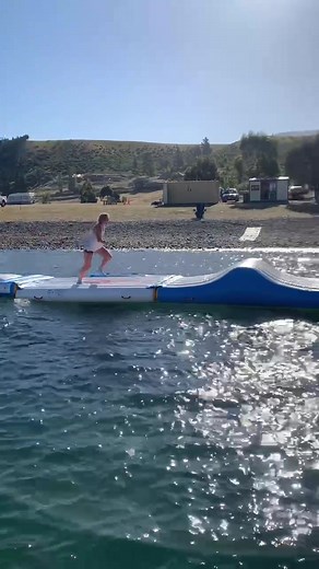 Could you make it around the entire obstacle course without falling in? #obstaclecourse #adultswim #adultplayground #waterpark #aquapark #wipeout #fyp