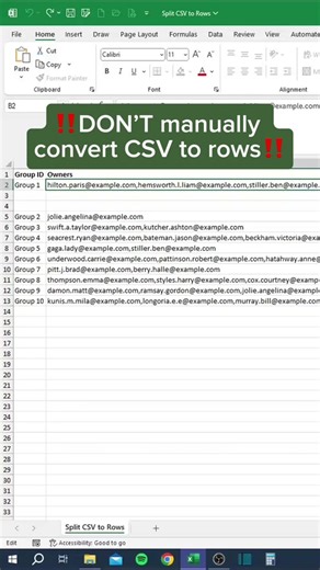 Split CSV to Rows in Excel‼️ Level up in Excel in one hour!!! 💃🏼 You’re invited to a FREE LIVE Excel class with Miss Excel! 🎉 Register Now FREE Practice Workbooks: linktr.ee/CheatSheets 🗓️ Date / Time: Tuesday, April 16 at 1:00 PM Eastern Time (ET) 📕 Topics: Pivot Tables & Data Visualization! 🗯️ Description: In this free LIVE 60-minute power-packed session, you will discover Miss Excel’s secret hacks to unleash the full power of Microsoft Excel! Miss Excel will share hidden tricks for opti