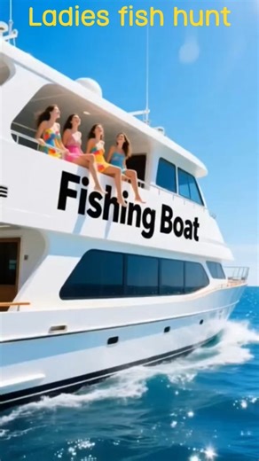 ladies fish hunt #big fish #ladies #power boat #sea #sea advanture #ai animation #viral video