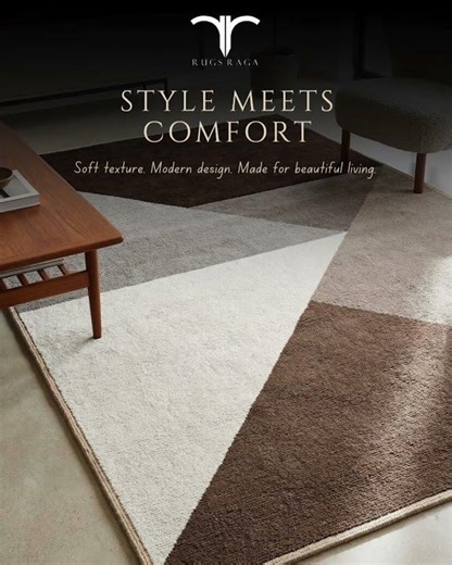 Modern Geometric Rug for Living Room | Soft Texture Contemporary Design by Rugs Raga