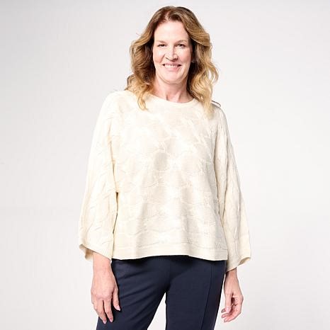 WynneLayers Shimmery Cable Sweater | HSN