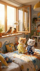 Kind kittens fed the hungry birds #cat #catstory #aiart #truestory #catsoﬁnstagram | Feline Flings