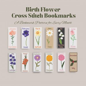 Birth Flower Cross Stitch Bookmark Patterns: Floral Embroidery (digital Download) - Etsy