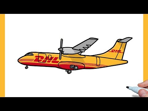How to draw ATR 42 Airplane DHL Aviation easy | Drawing ATR propeller airplane