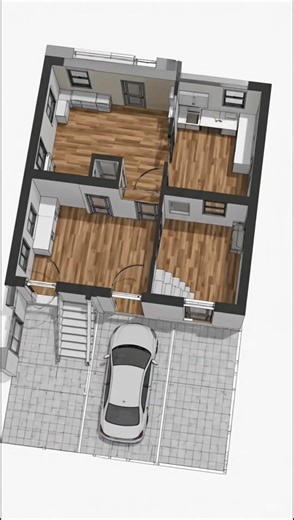16x43 House Room Design in SketchUp | Before & After ✨ #shorts