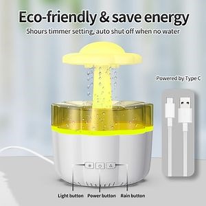 [Hot Item] Raining Cloud Night Light Aromatherapy Essential Oil Diffuser Desktop Sleeping Relaxing Mood Water Drop Sound Humidifier