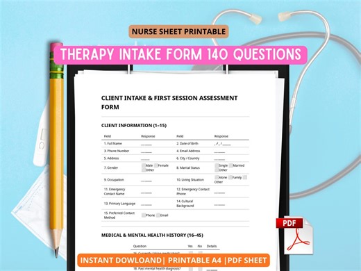 Therapy Intake Form | 140 Questions, Mental Health Assessment (fillable PDF) - Etsy