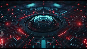 Abstract AI-generated background with digital shapes, futuristic elements and patterns. Future technologies and artificial intelligence concept.