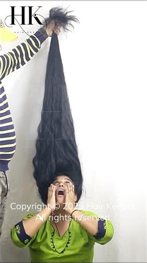 Giant Hair Volume Check! ✨ Lifting All Her Super Long Open Hair in the Air! #hair #shorts #thickhair