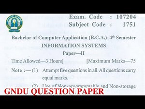Gndu BCA 4th Semester Information Systems Question Paper || Bca 4th Sem Information Systems Paper