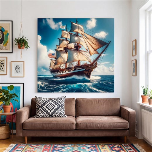 18th Century Tall Ship Art, Vintage Sailing Print, Nautical Ocean Poster - Etsy