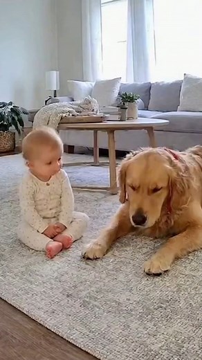 Baby Starts a 'Yawn Battle' With Her Dog... And It's Adorable! 🥱 It was just a quiet afternoon, a lazy Sunday. Mom was filming her baby girl, Chloe, sitting on the living room rug. Their new rescue dog, Oliver, was lying patiently beside her, half-asleep and still learning the ropes of the family. Suddenly, Chloe let out a huge, dramatic, sleepy-baby yawn. Oliver, seeing this, lifted his head, paused for a second... and then let out an even bigger yawn right back at her, shaking his floppy ears