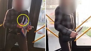 Angry man wields huge KNIFE on bus terrifying fellow passengers