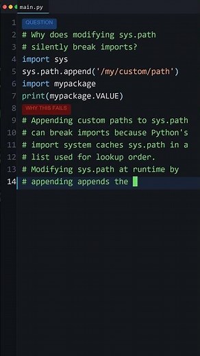 99% don't Know : Why does modifying sys.path silently break imports? #coding #python #chatgpt #code