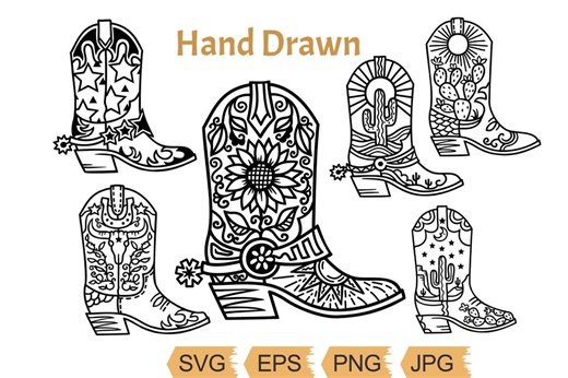 Cowboy Boot SVG Bundle Western Boho Boots Clipart, Desert Sunflower Cactus Star SVG for Cricut, Southern Girl Shirt Design PNG Cut Files - Etsy