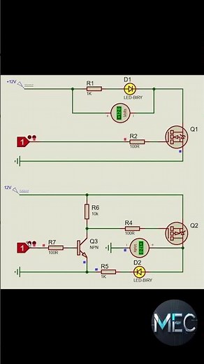 NMOS & PMOS Logic Control in Proteus | LED ON/OFF Simulation