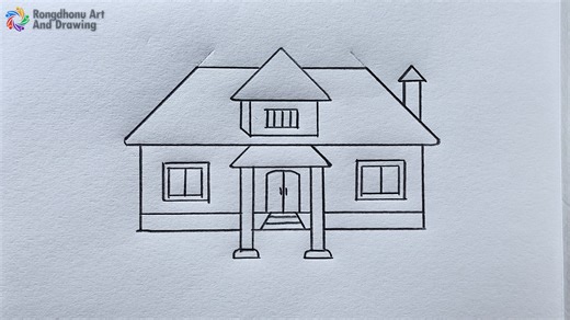436K views · 2.8K reactions | Beautiful Modern House Drawing Using Geometric Triangle Tools | Rongdhonu Art and Drawing | Facebook