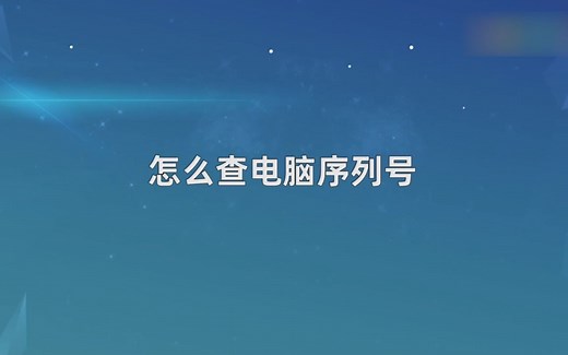 怎么查电脑序列号？查电脑序列号