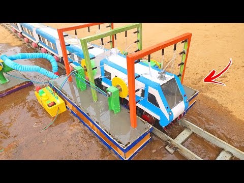 DIY Mini Train Coach Washing Plant | WAP Locomotive and Transformer | Science Project