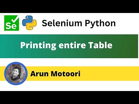 Printing the entire Table using Selenium Python (Selenium Python)