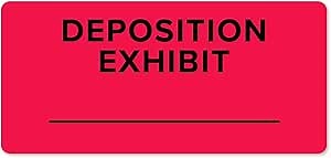 Red Exhibit Stickers - Deposition Exhibit Labels - Red 2x1 Labels
