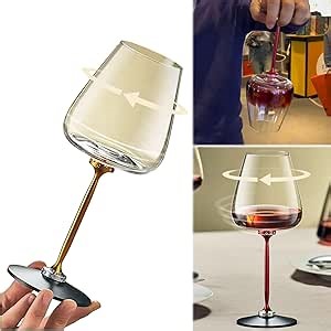 Rotating Crystal Glass Red Wine or White Wine Glass，Removable Cup Body, Aluminum Cup stem，Creative Rotating goblets for Wine, Whiskey, Champagne, Cocktails, etc.