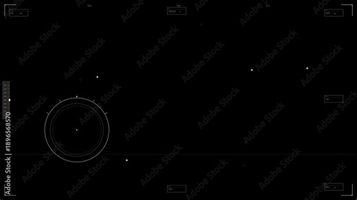 Military hud interface animation for war and science fiction videos with display elements and tracking features