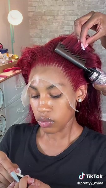 Black to Ruby Red Wig Install | Hair Tutorial