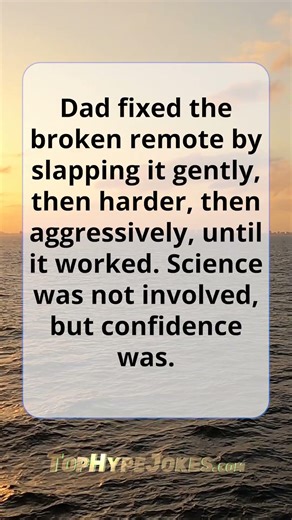 Dad Joke he Slapped the Remote Into Submission