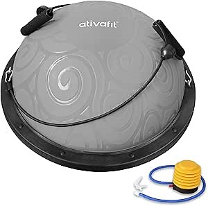 ATIVAFIT Balance Ball Half Exercise Ball Balance Trainer Inflatable Yoga Ball for Home Gym Workouts Core Strength Fitness Half Ball with Resistance Bands, Pump, Support to 660 lbs