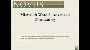 Word 2: Advanced Formatting