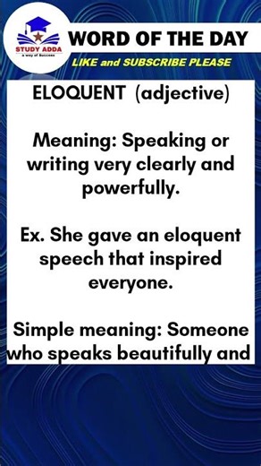 ELOQUENT🔥Word of the Day | #studyadda #english #currentaffairs