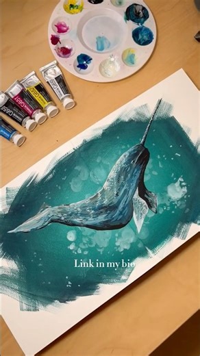 “I can’t afford art school” how to paint a narwhal ❤️#sketchbook #tutorial #narwhal #art