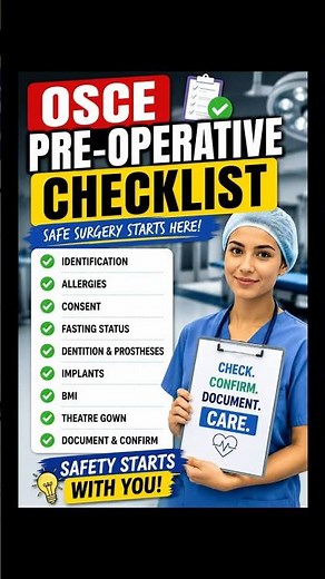 OSCE Pre-Operative Checklist | Safe Surgery Nursing Assessment Step-by-Step