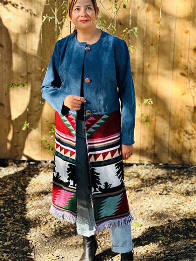 Handmade Southwestern-style Coat/duster With Denim and Woven Blanket- Upcycled - Etsy