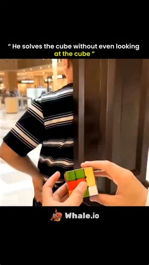 know Universe on Instagram: "What looks like a magic trick is actually pure skill. A guy hands his Rubik's Cube to a friend and tells him scramble it as brutally as possible - fully random, fully chaotic. The friend mixes it without mercy. But when he gives it back... the solver closes his eyes, steps aside for a moment, and goes silent. Then he places the cube in front of the camera and solves it flawlessly without looking.This is a high-level blindfold cubing technique. Before the scramble, th