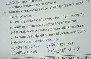 (A) Action spectrum absorption spectrum of chlorophyll aMark t... | Filo