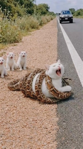 Brave Woman Saves Mother Cat from Snake Encounter