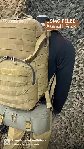 The USMC FILBE Assault Pack, one of the best surplus military packs you could hope to get your hands on, currently fielded by the #usmc, this pack will likely check off all the boxes you’re looking for in a #daypack Get one for yourself in very good condition at thunderheadoutfitters.com for $74.95 #militarysurplus #tacticalgear #militarygear #tacticool #bushcraft #assaultpack #militaryrucksack #militarypack #vintage #outdoorgear #milsurp
