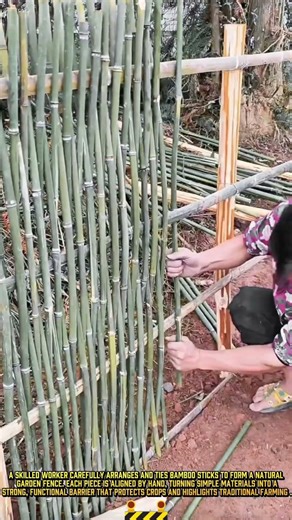 Tying & Aligning Bamboo Fence for Strong Garden Protection #dailywork