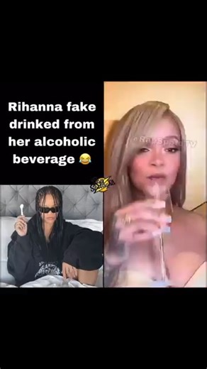 Rihanna fake drinks from her drink and sparks pregnancy rumors again 👀 #rihanna | Rihanna Fans Club