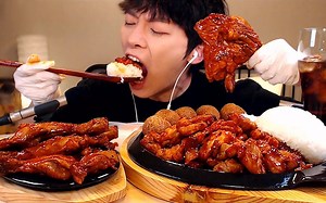 【SIO ASMR】炸鸡+米饭/芝士球/吃播/咀嚼音